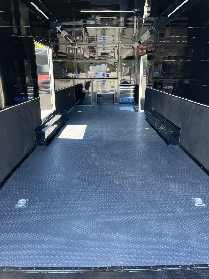 New 2026 Spartan 8.5x28 Race Trailer, PolyCor, Escape Door, 7'6" Interior, 14K GVWR, A/C, Awning, Rubber Coin PKG, Generator Compartment