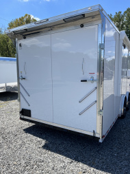 New 2026 Spartan 8.5x28 Race Trailer, PolyCor, Escape Door, 7'6" Interior, 14K GVWR, A/C, Awning, Rubber Coin PKG, Generator Compartment