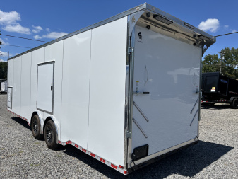 New 2026 Spartan 8.5x28 Race Trailer, PolyCor, Escape Door, 7'6" Interior, 14K GVWR, A/C, Awning, Rubber Coin PKG, Generator Compartment