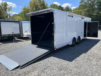 New 2026 Spartan 8.5x28 Race Trailer, PolyCor, Escape Door, 7'6" Interior, 14K GVWR, A/C, Awning, Rubber Coin PKG, Generator Compartment