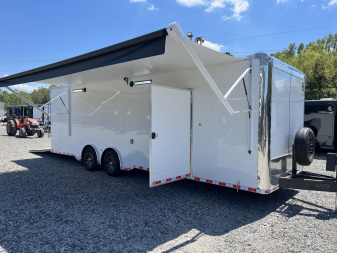 New 2026 Spartan 8.5x28 Race Trailer, PolyCor, Escape Door, 7'6" Interior, 14K GVWR, A/C, Awning, Rubber Coin PKG, Generator Compartment