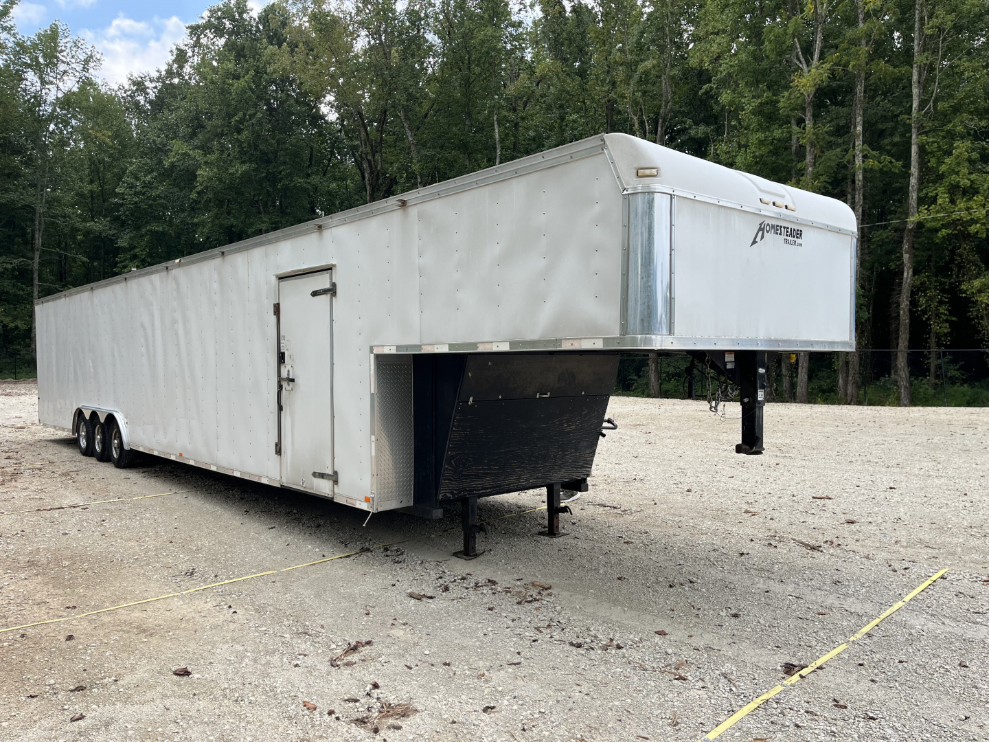 Used 2008 Homesteader 46 Gooseneck Car Trailer, A/C, Cabinets, 15K GVWR