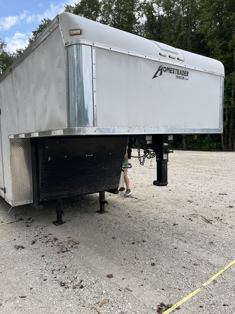 Used 2008 Homesteader 46 Gooseneck Car Trailer, A/C, Cabinets, 15K GVWR