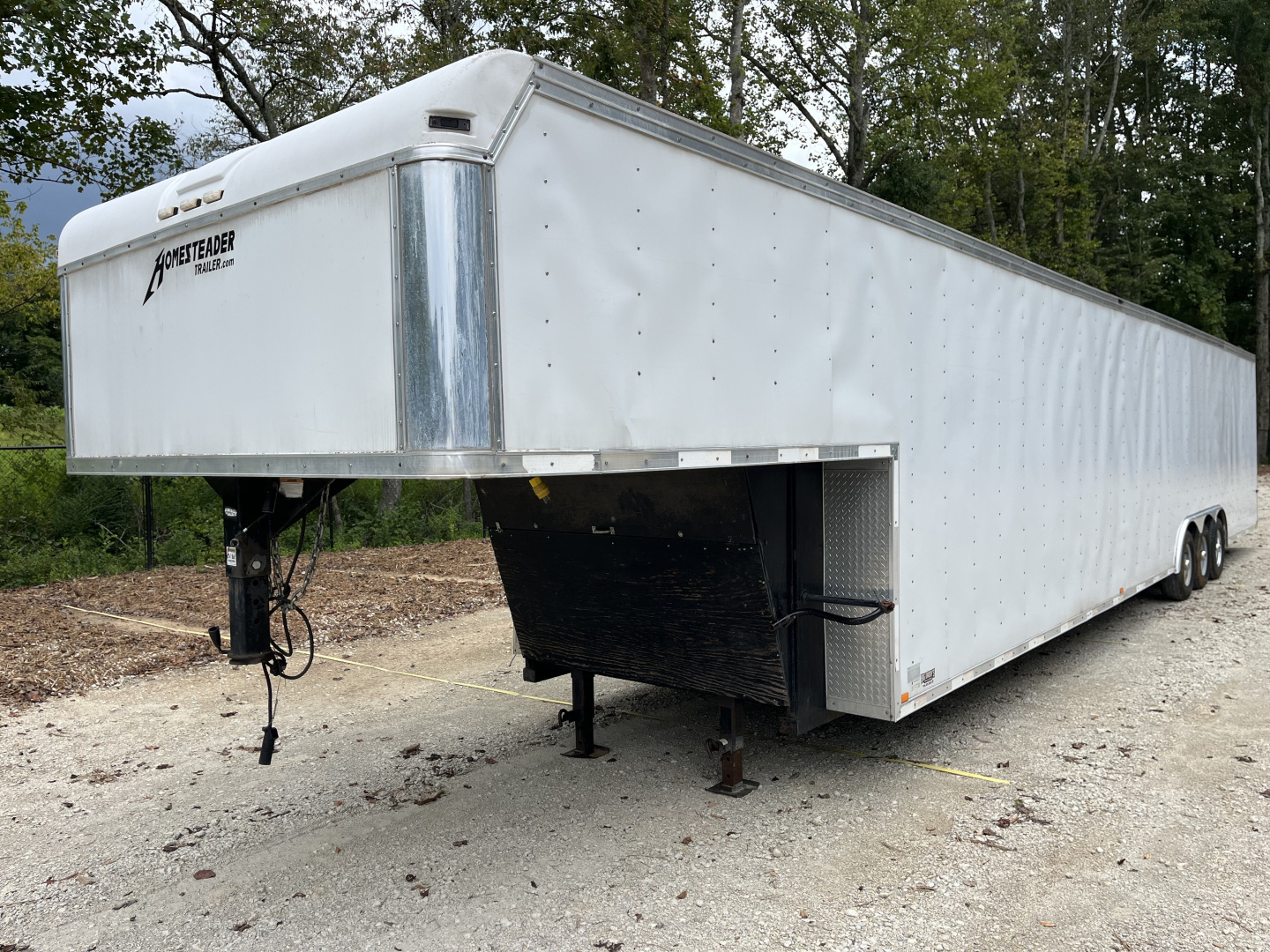 Used 2008 Homesteader 46 Gooseneck Car Trailer, A/C, Cabinets, 15K GVWR