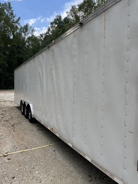 Used 2008 Homesteader 46 Gooseneck Car Trailer, A/C, Cabinets, 15K GVWR