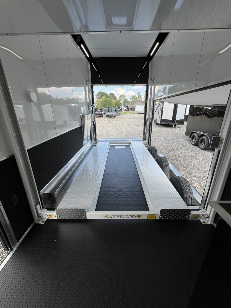 New 2025 Haulmark 24' EDGE ALUMINUM Stacker Race Trailer, Blackout Package, Premium Escape Door