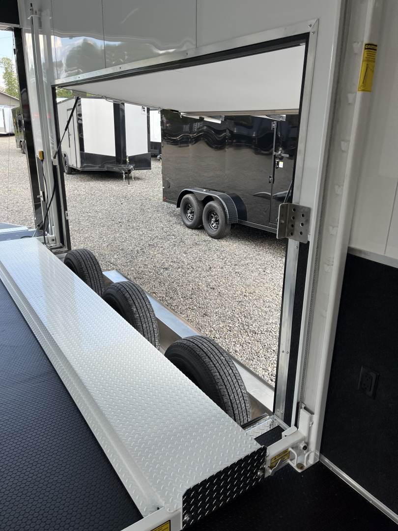 New 2025 Haulmark 24' EDGE ALUMINUM Stacker Race Trailer, Blackout Package, Premium Escape Door