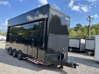 New 2025 Haulmark 24' EDGE ALUMINUM Stacker Race Trailer, Blackout Package, Premium Escape Door