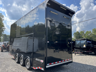 New 2025 Haulmark 24' EDGE ALUMINUM Stacker Race Trailer, Blackout Package, Premium Escape Door