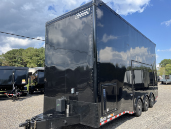 New 2025 Haulmark 24' EDGE ALUMINUM Stacker Race Trailer, Blackout Package, Premium Escape Door