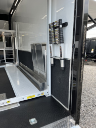 New 2025 Haulmark 24' EDGE ALUMINUM Stacker Race Trailer, Blackout Package, Premium Escape Door
