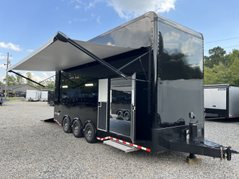 New 2025 Haulmark 24' EDGE ALUMINUM Stacker Race Trailer, Blackout Package, Premium Escape Door