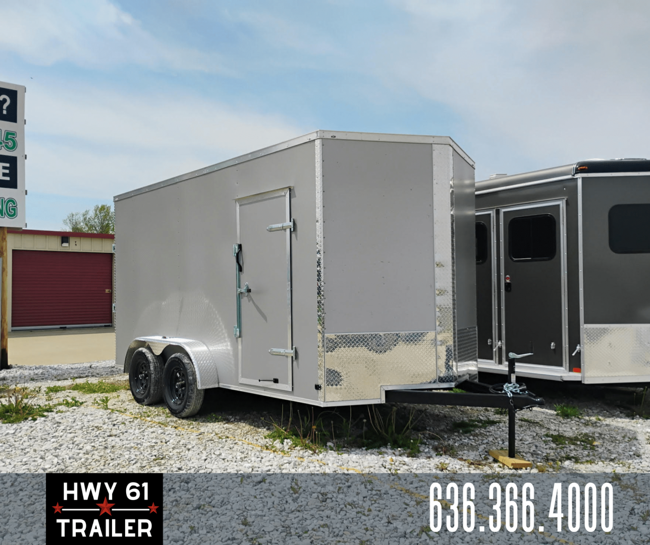 New 2025 Mammoth Cargo 7x14 TA Enclosed Trailer, 7' Interior Height, 35K Axles, .080 Polycore Exterior, Silver
