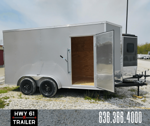New 2025 Mammoth Cargo 7x14 TA Enclosed Trailer, 7' Interior Height, 35K Axles, .080 Polycore Exterior, Silver