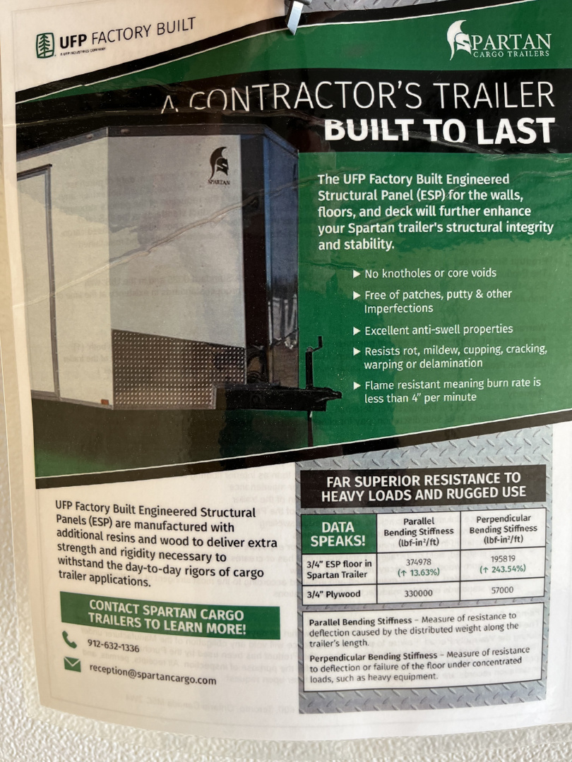 New 2025 Spartan Cargo 8.5x16 Enclosed Trailer, Preferred Package, PolyCor, 7' Interior, 54" Triple Tube Tongue, 1-Piece Aluminum Roof, STABLEDECK & E-Track