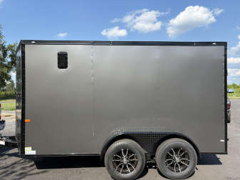 New 6X12 Charcoal Gray Blackout Enclosed Trailer | Polycore