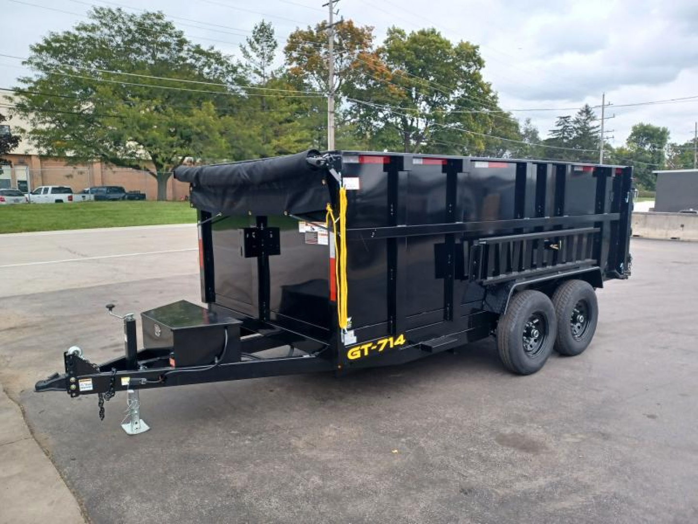New 7'X14' HIGH SIDE DUMP TRAILER WITH TARP KIT & CHARGER