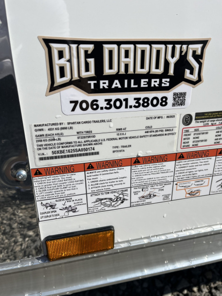 New 2026 Spartan 7X16 Enclosed Trailer, 10K GVWR, Preferred Package, PolyCor, StableDeck, 7' Interior