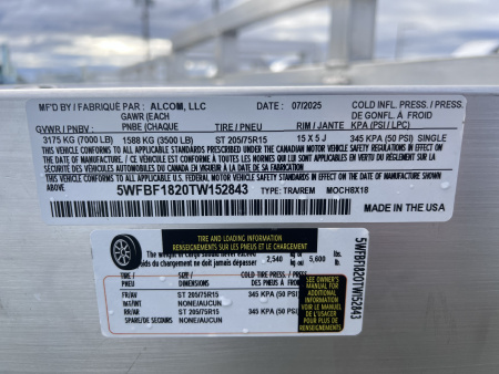 New 2026 Mission 7x18 7K Aluminum Deck Car Hauler