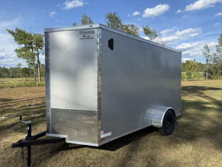 New 6x12 Single Axle Silver Enclosed Cargo Trailer | Titanium Cargo