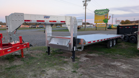 New 22724 2024 EBY GOOSENECK 24' 6  DECKOVER TRADESMAN 50/50 STEEL SPARE Equipment Trailer