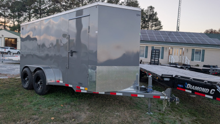 New 23104 10895 2025 Delco Trailers 6'8 X 14' ENCLOSED V RAMP 14K Cargo / Enclosed Trailer