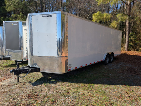New 2024 Arising 22349 8.5X24 V-NOSE CAR HAULER 10K WHITE Cargo / Enclosed Trailer