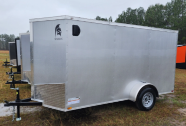 New 6495 2023 Spartan 7X12 SA V-NOSE .030 CHAR/BLK Cargo / Enclosed Trailer