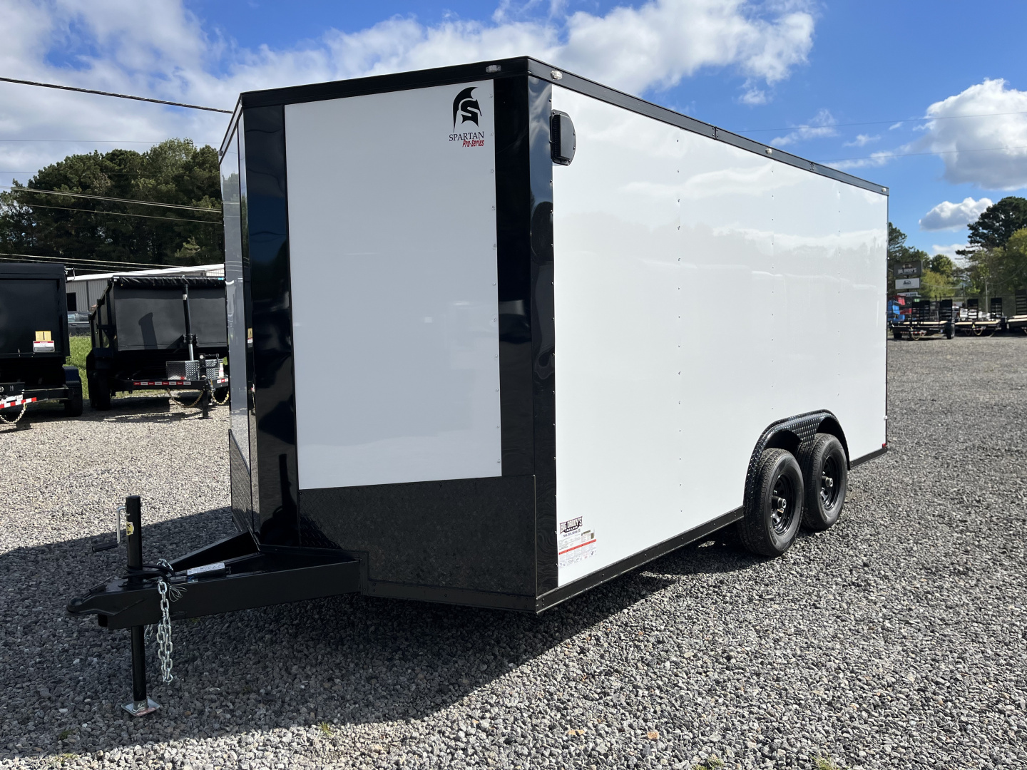 New 2026 Spartan Cargo 8.5x16 Enclosed Trailer, White PolyCor With Black Trim, 10K GVWR, 7' Interior, 54" Triple Tube Tongue, 1-Piece Aluminum Roof, StableDeck