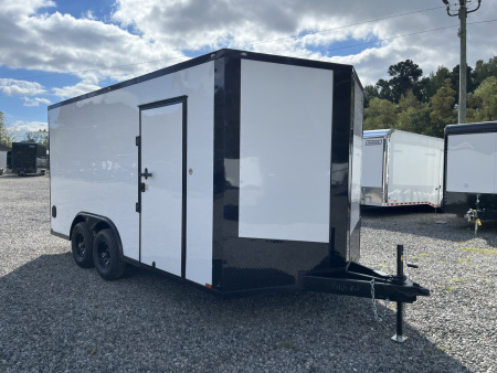 New 2026 Spartan Cargo 8.5x16 Enclosed Trailer, White PolyCor With Black Trim, 10K GVWR, 7' Interior, 54" Triple Tube Tongue, 1-Piece Aluminum Roof, StableDeck