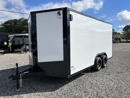 New 2026 Spartan Cargo 8.5x16 Enclosed Trailer, White PolyCor With Black Trim, 10K GVWR, 7' Interior, 54" Triple Tube Tongue, 1-Piece Aluminum Roof, StableDeck