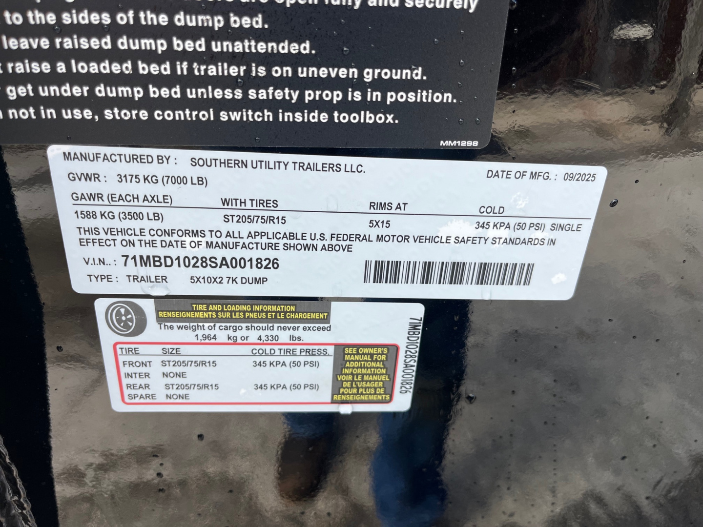 New 2025 Southern Utility 5x10x2 7K Dump Trailer