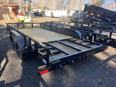 New 2025 Top Hat Trailers 83X16 Pipe Rail Flatbed Utility with Ramp ...