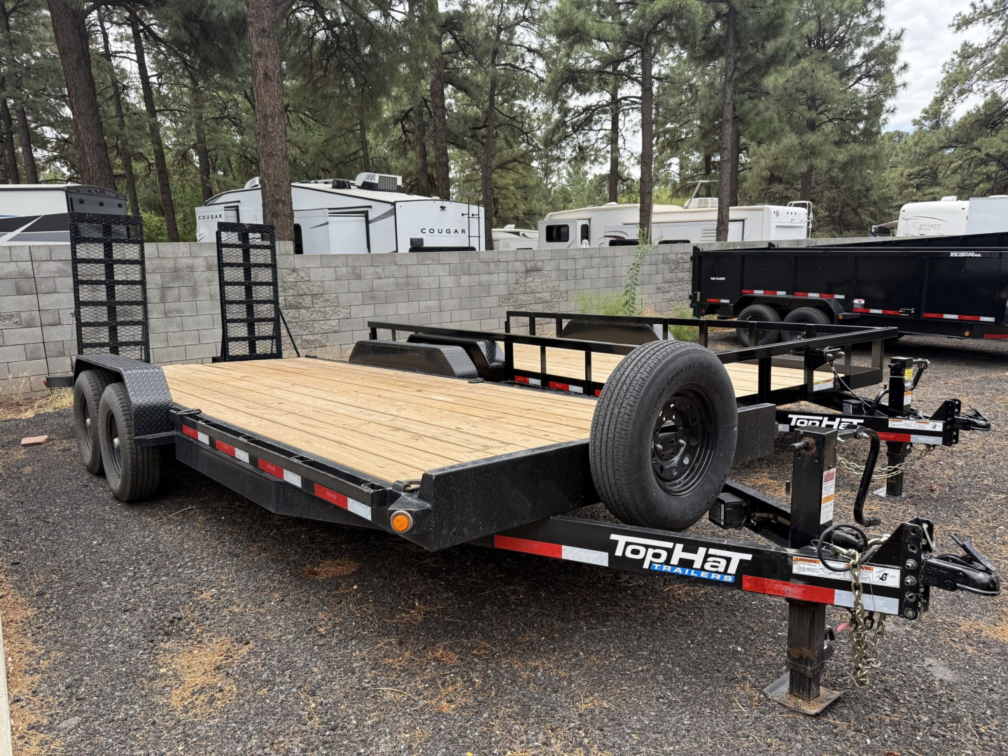 Used USED 2025 Top Hat Trailers 83X20 Equipment Hauler With stand up ramps - 246289