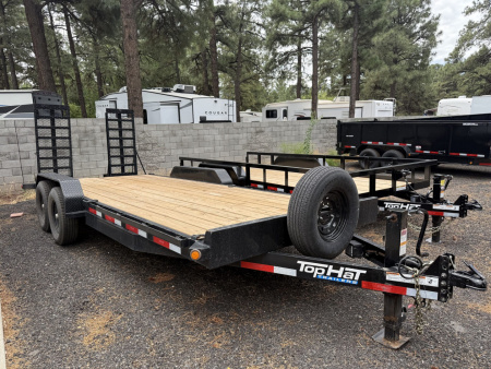 Used USED 2025 Top Hat Trailers 83X20 Equipment Hauler With stand up ramps - 246289