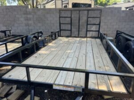 New 2025 Top Hat Trailers 77X14 Angle Rail Utility Flatbed Trailer - 253770