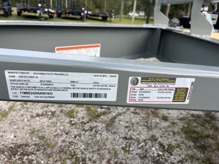 New 2025 Southern Utility 7x24 14K Equipment Trailer