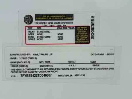 New 2026 ANVIL 7X14 CARGO TRAILER