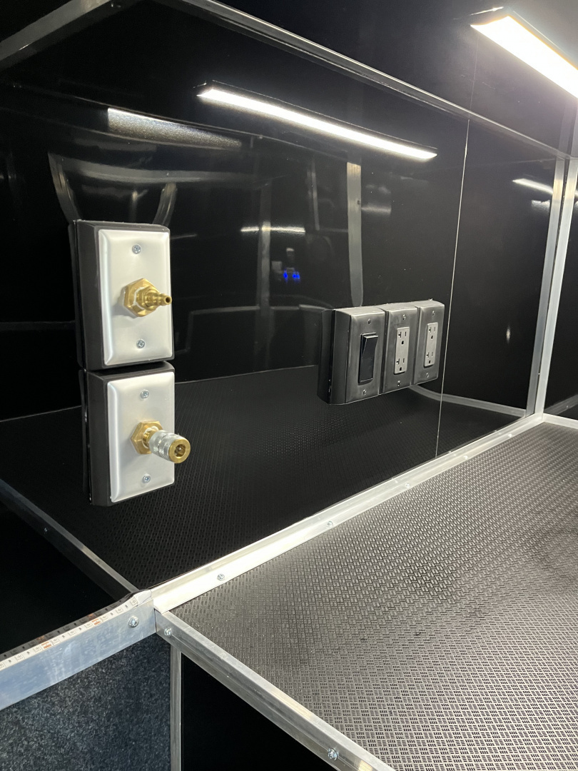 New 2026 Haulmark 34 Bathoom Race Trailer, Air Prep PKG, Awning, Polycor, Insulated, Window, 54" ALX Slide Out Step, A/C + Heat