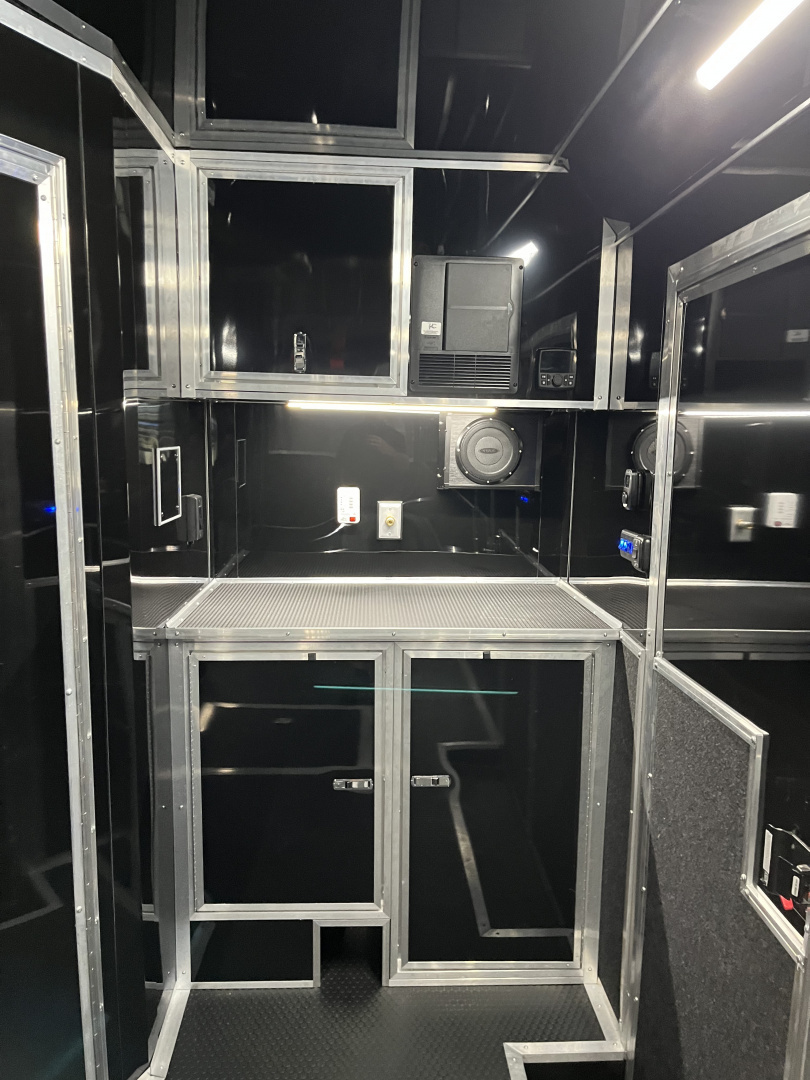 New 2026 Haulmark 34 Bathoom Race Trailer, Air Prep PKG, Awning, Polycor, Insulated, Window, 54" ALX Slide Out Step, A/C + Heat