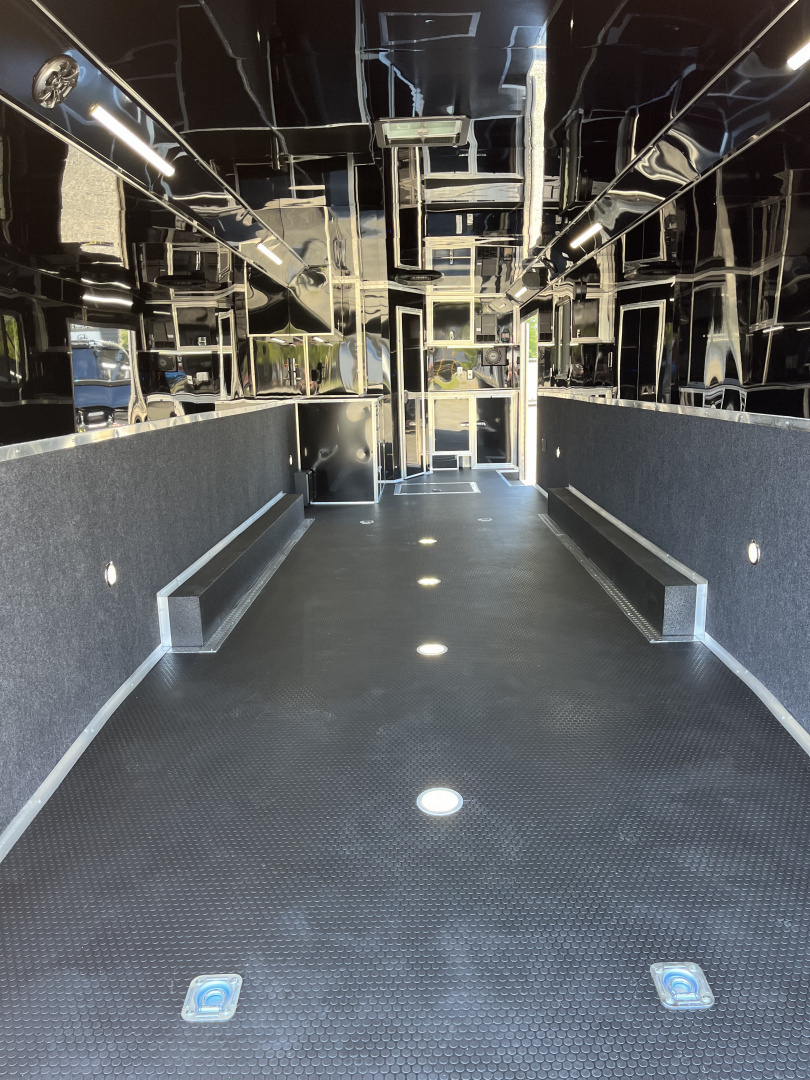 New 2026 Haulmark 34 Bathoom Race Trailer, Air Prep PKG, Awning, Polycor, Insulated, Window, 54" ALX Slide Out Step, A/C + Heat