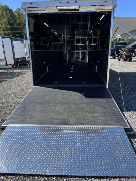 New 2026 Haulmark 34 Bathoom Race Trailer, Air Prep PKG, Awning, Polycor, Insulated, Window, 54" ALX Slide Out Step, A/C + Heat