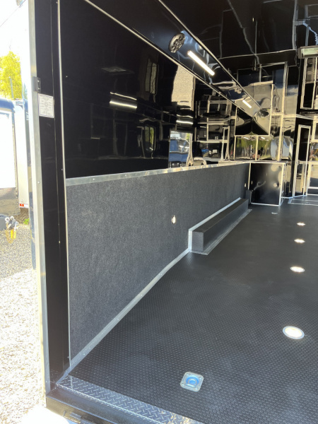 New 2026 Haulmark 34 Bathoom Race Trailer, Air Prep PKG, Awning, Polycor, Insulated, Window, 54" ALX Slide Out Step, A/C + Heat