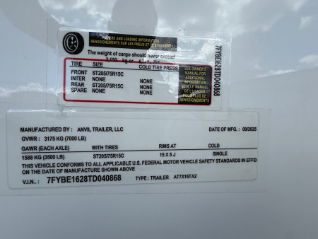 New 2026 ANVIL 7X16 CARGO TRAILER