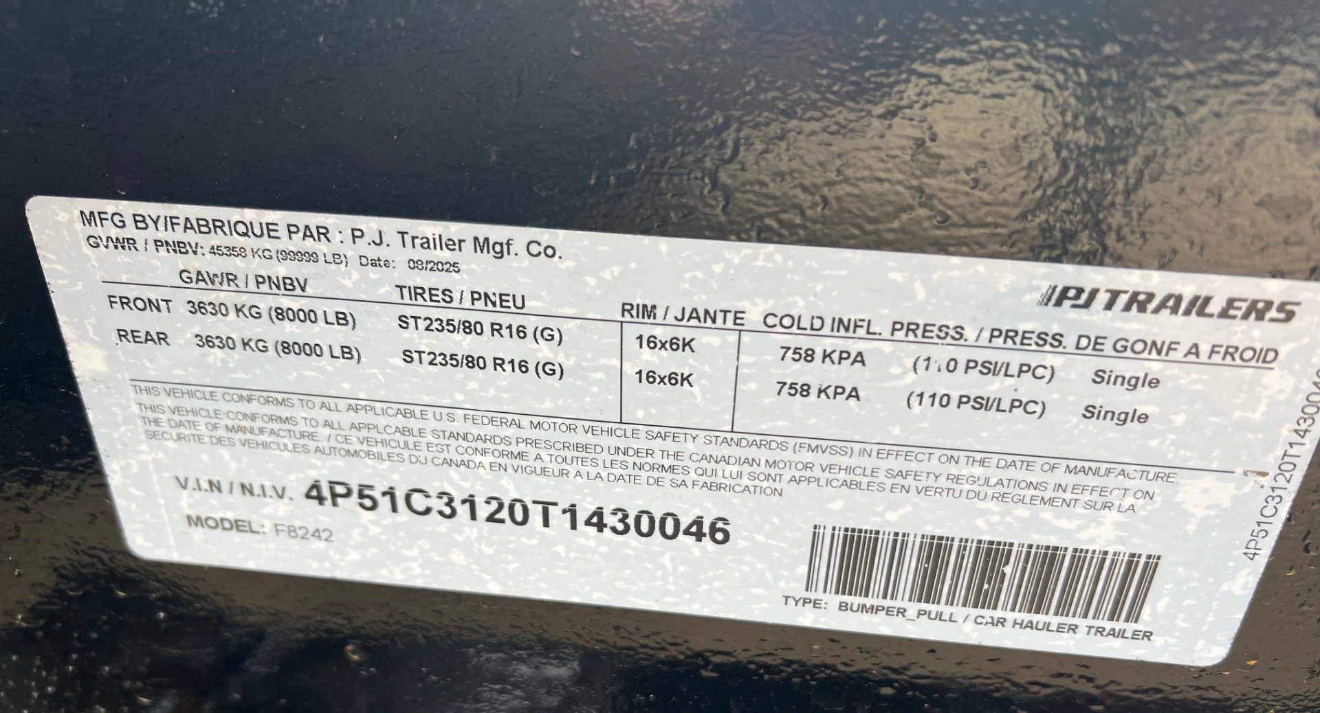 New 2026 PJ Trailers 24 Deckover F8 8K Axles Equipment Trailer