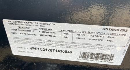 New 2026 PJ Trailers 24 Deckover F8 8K Axles Equipment Trailer