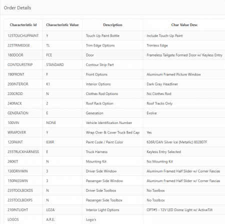 New 2019 Chevrolet ARE CX 6.5 FT CAP Truck Cap