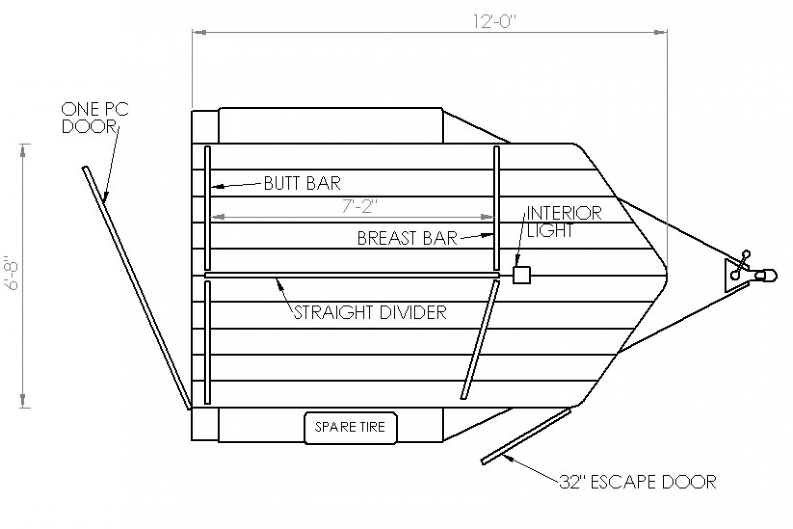 Used 2024 Valley Trailers 6'8"X12'x7'6" Horse Trailer