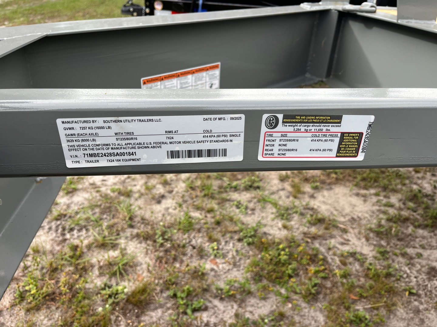 New 2025 Southern Utility 7x24 16K Equipment Trailer