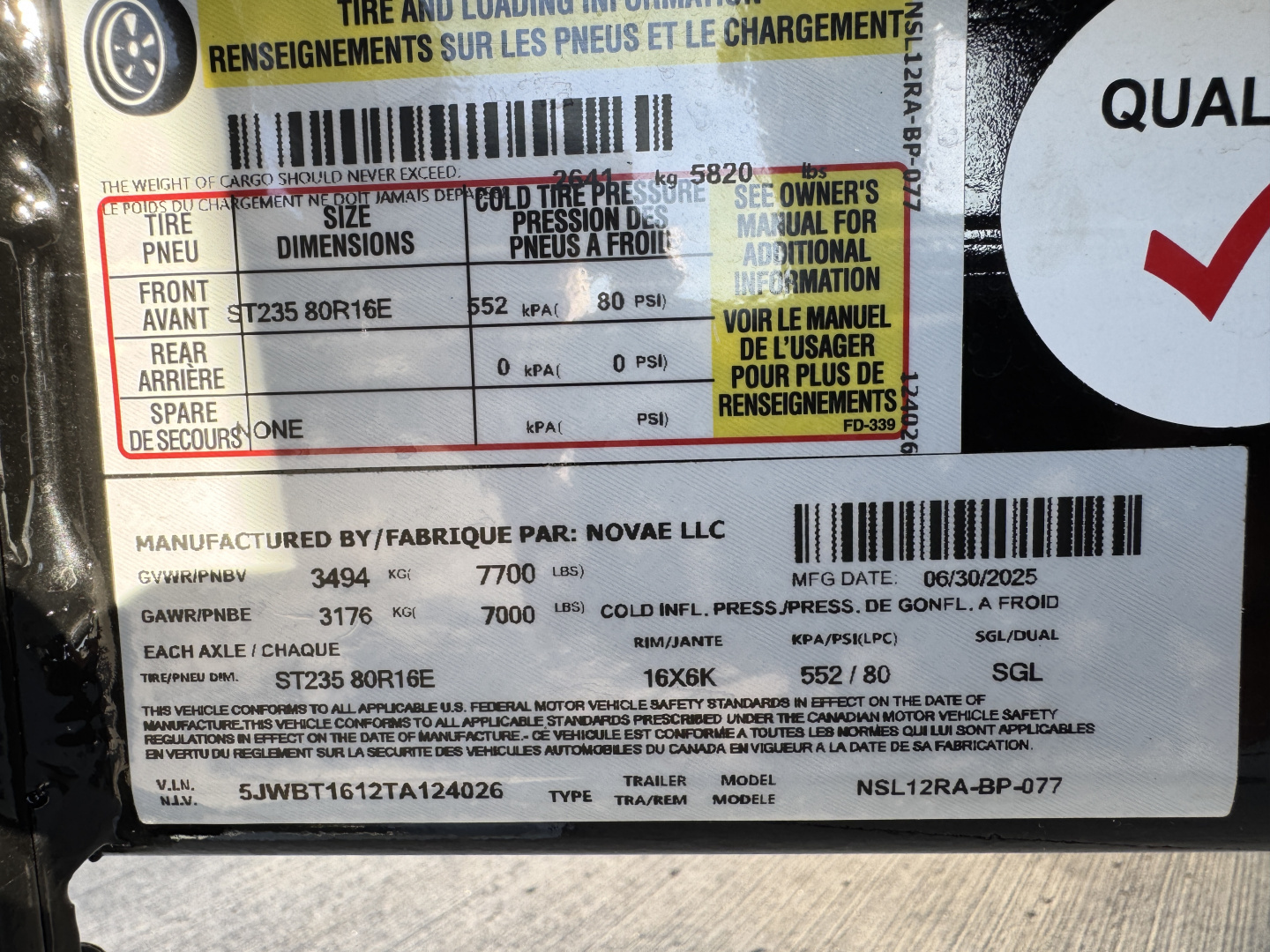 New 2026 Midsota SL-12 7.7k Tilt Trailer